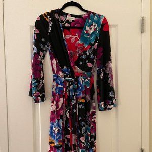 CALVIN KLEIN - Floral Wrap Midi Dress - Size 6